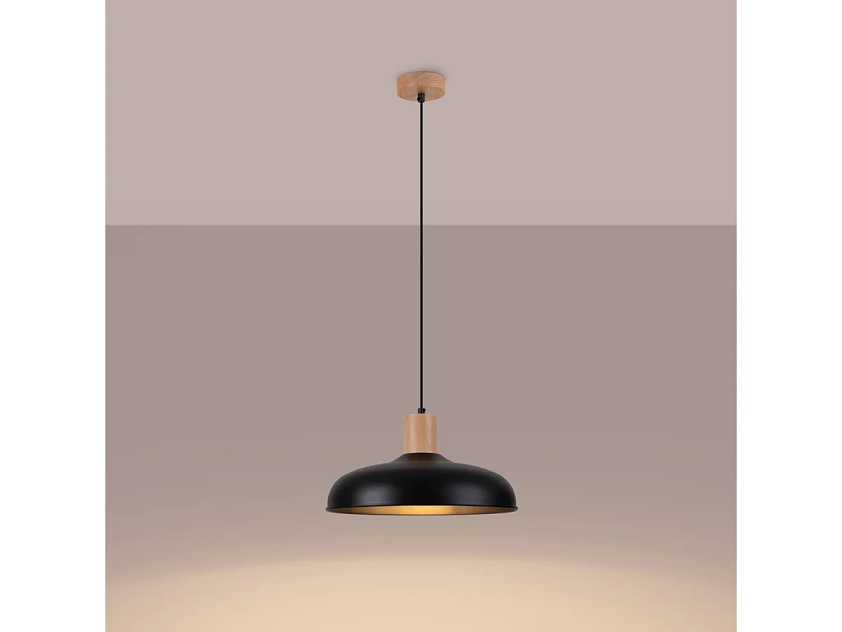 Lampes suspendues Velture scandinave en acier - 1 sources lumineuses 3000K - L.38 x H.120 cm - noir