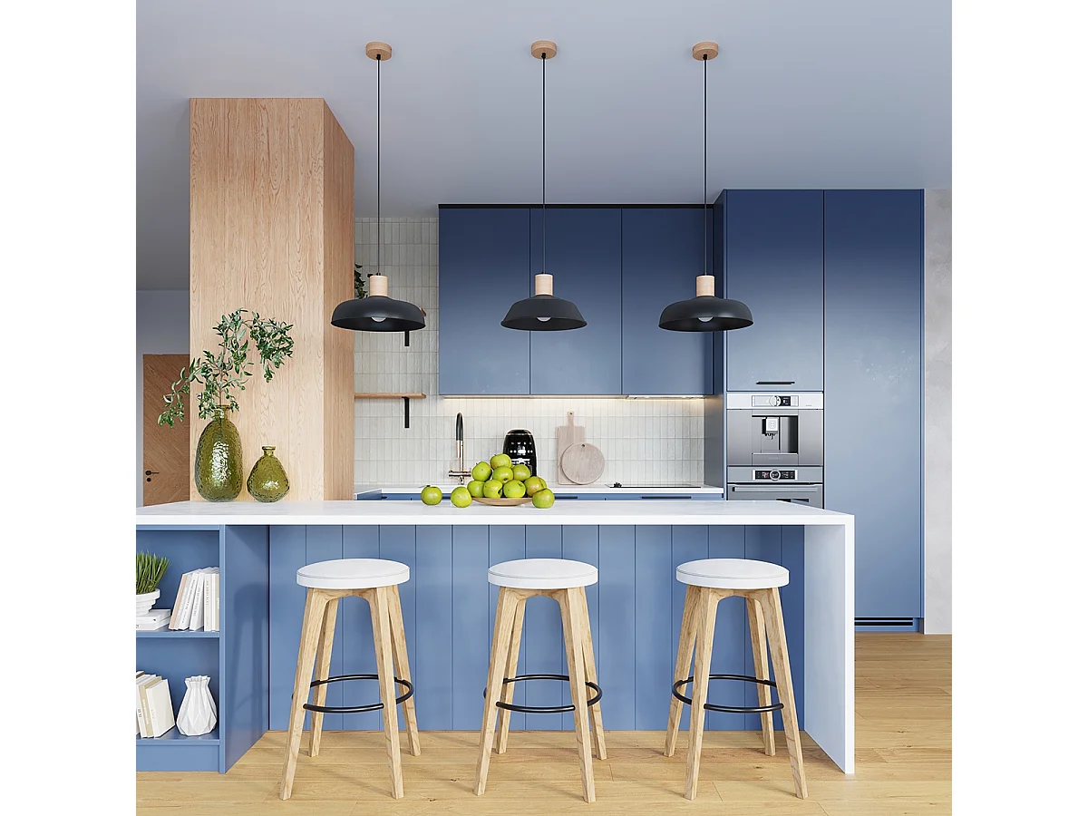 Lampes suspendues Velture scandinave en acier - 1 sources lumineuses 3000K - L.38 x H.120 cm - noir