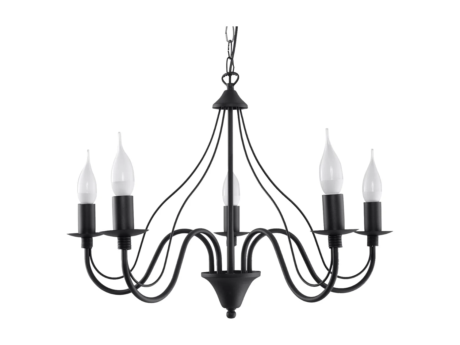 Lustres Vivow moderne en acier - 5 sources lumineuses 4000K - L.60 x H.80 cm - noir