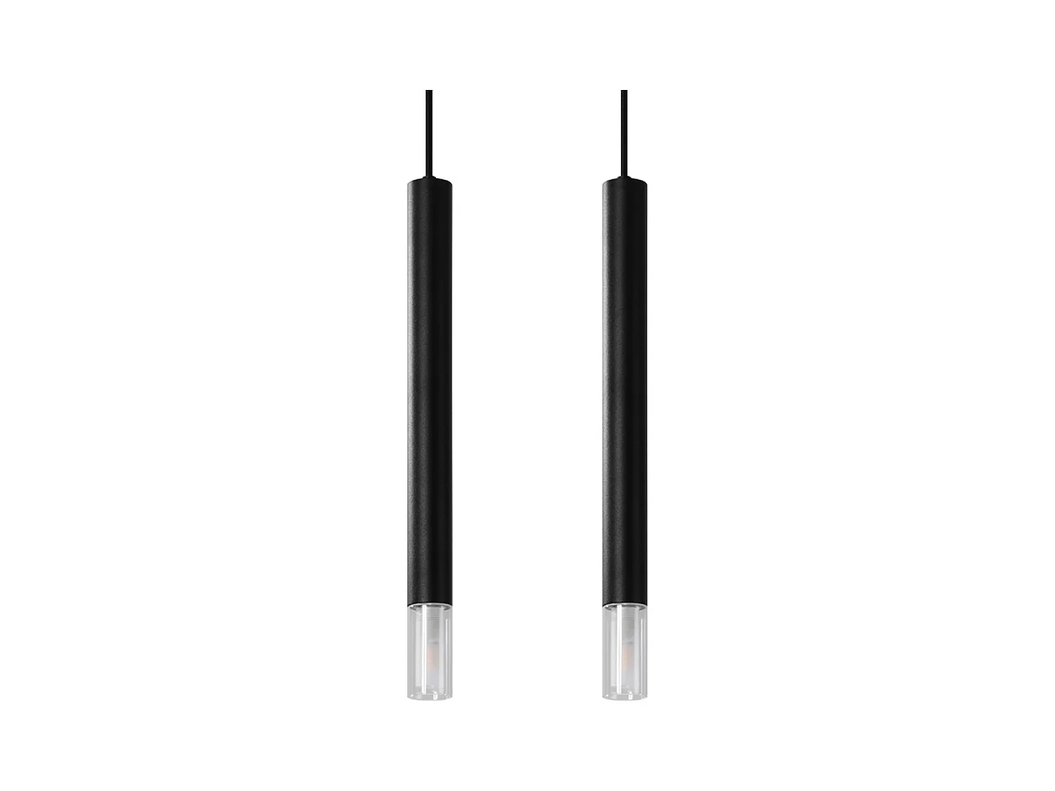 Lampes suspendues Eclim moderne en acier/verre - 2 sources lumineuses 3000K - L.30 x H.120 cm - noir