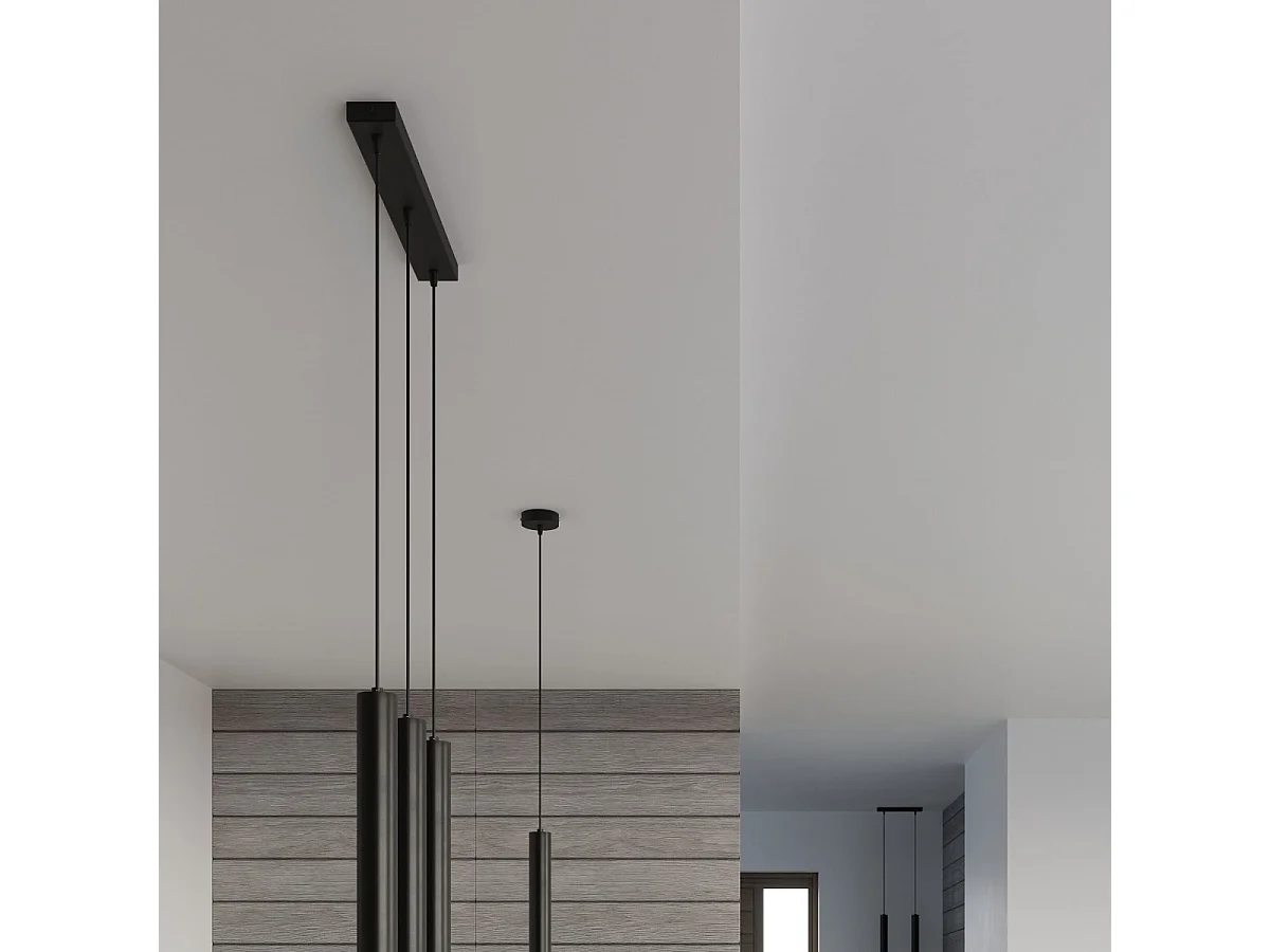 Lampy wiszące nowoczesny Eclim, stal/szkło - 2 źródło światła 3000K - L.30 x H.120 cm - czarny