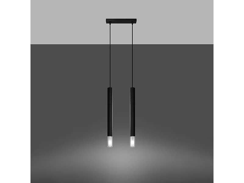 Lampy wiszące nowoczesny Eclim, stal/szkło - 2 źródło światła 3000K - L.30 x H.120 cm - czarny