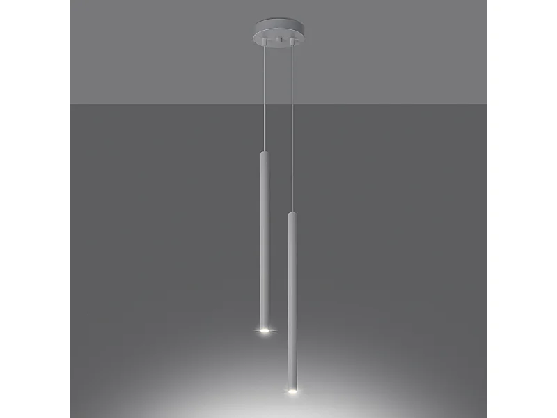 Lampes suspendues Brill moderne en acier - 2 sources lumineuses 3000K - L.15 x H.118 cm - blanc