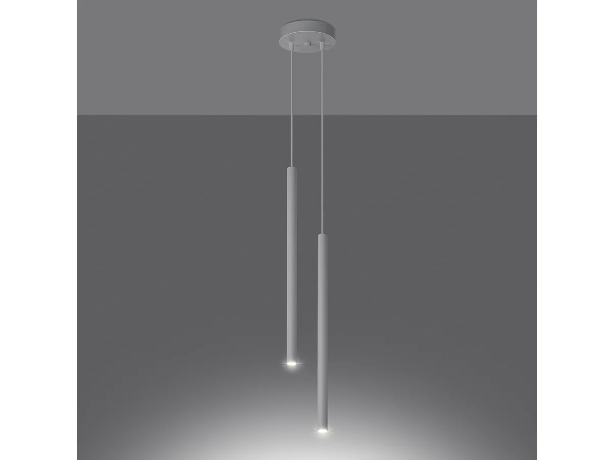Lampes suspendues Brill moderne en acier - 2 sources lumineuses 3000K - L.15 x H.118 cm - blanc