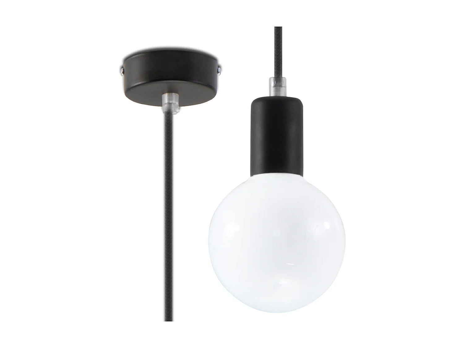 Lampes suspendues Speis moderne en tissu/acier - 1 sources lumineuses 3000K - L.8 x H.106 cm - noir