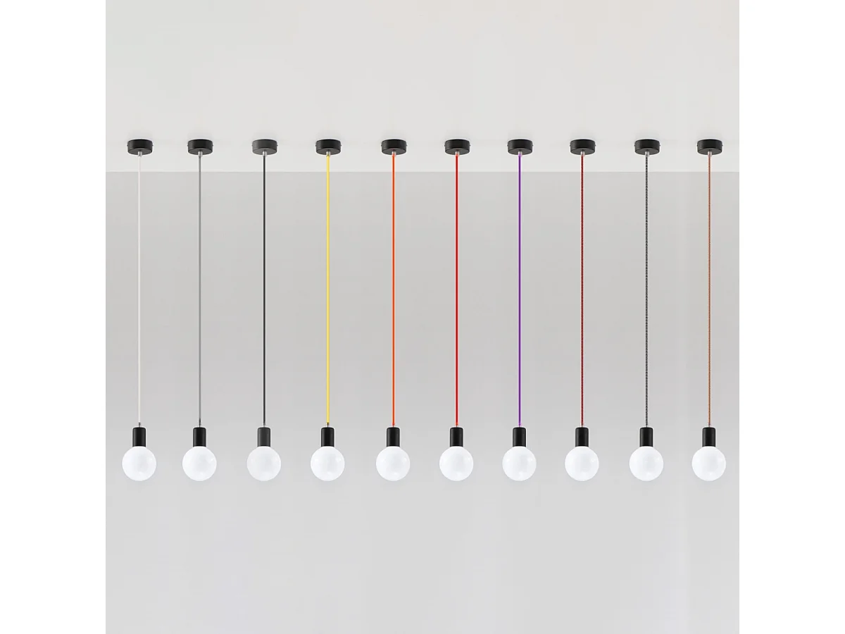 Lampes suspendues Speis moderne en tissu/acier - 1 sources lumineuses 3000K - L.8 x H.106 cm - noir