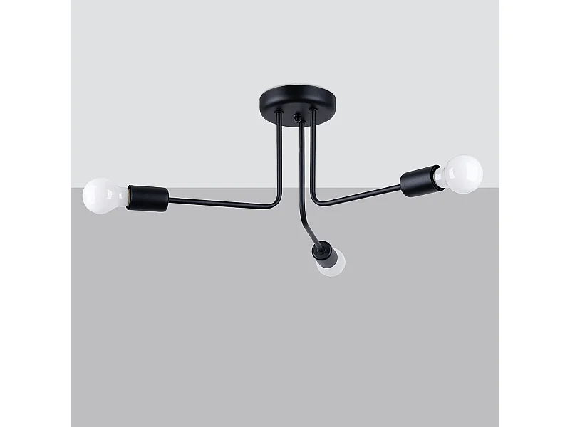 Lustres Torah moderne en acier - 3 sources lumineuses 4000K - L.48 x H.24,5 cm - noir