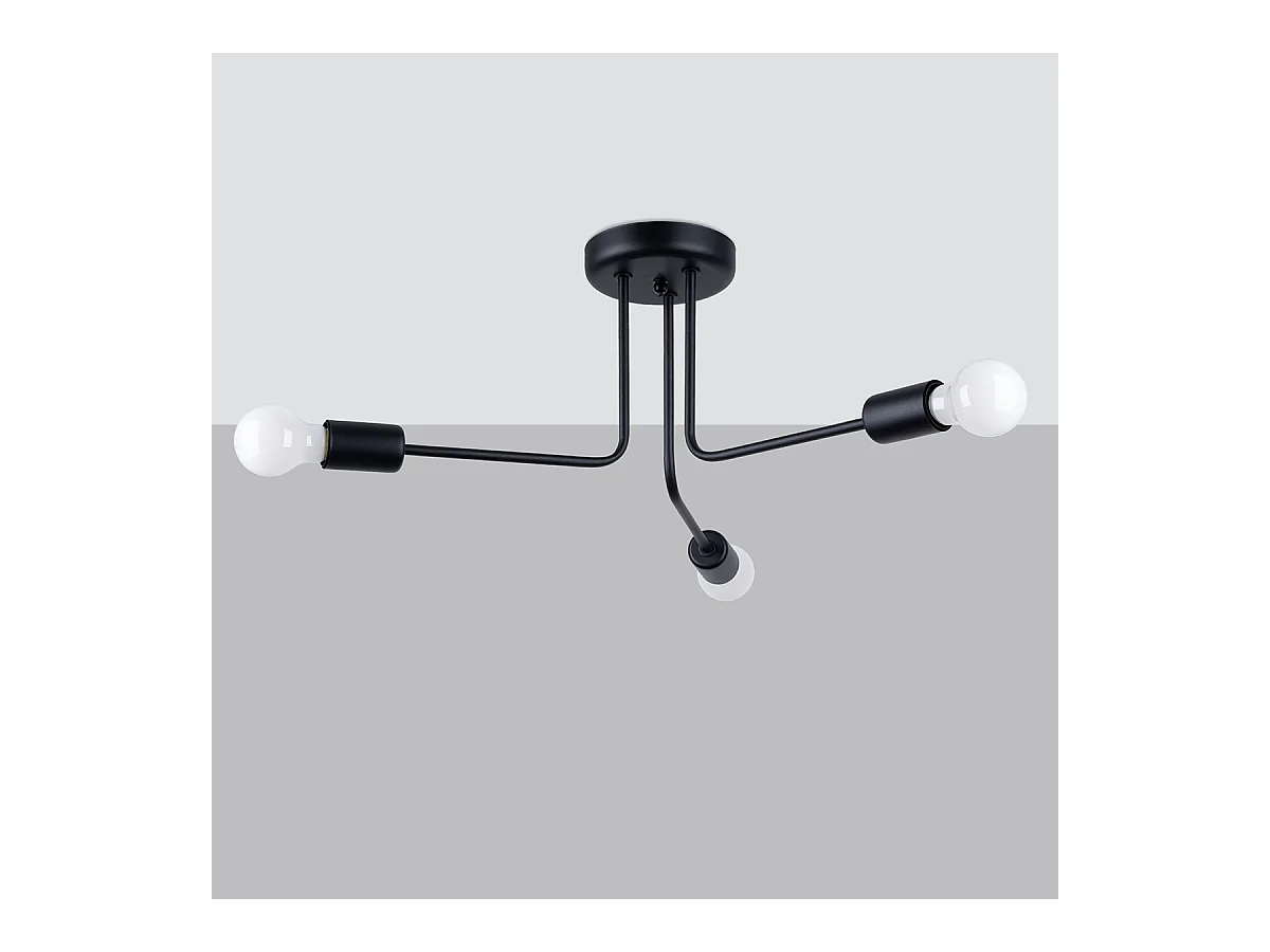 Lustres Torah moderne en acier - 3 sources lumineuses 4000K - L.48 x H.24,5 cm - noir