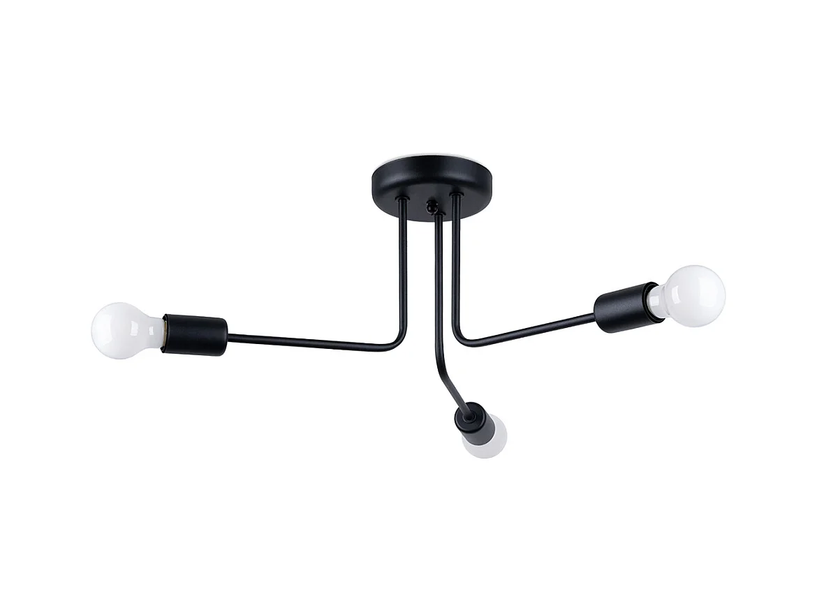 Lustres Torah moderne en acier - 3 sources lumineuses 4000K - L.48 x H.24,5 cm - noir