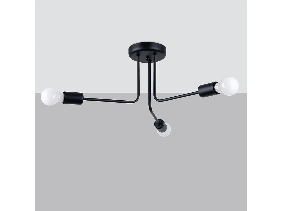 Lustres Torah moderne en acier - 3 sources lumineuses 4000K - L.48 x H.24,5 cm - noir