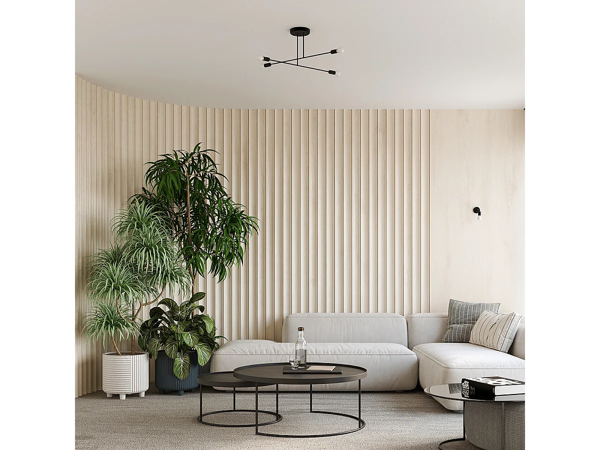 Lustres Torah moderne en acier - 3 sources lumineuses 4000K - L.48 x H.24,5 cm - noir