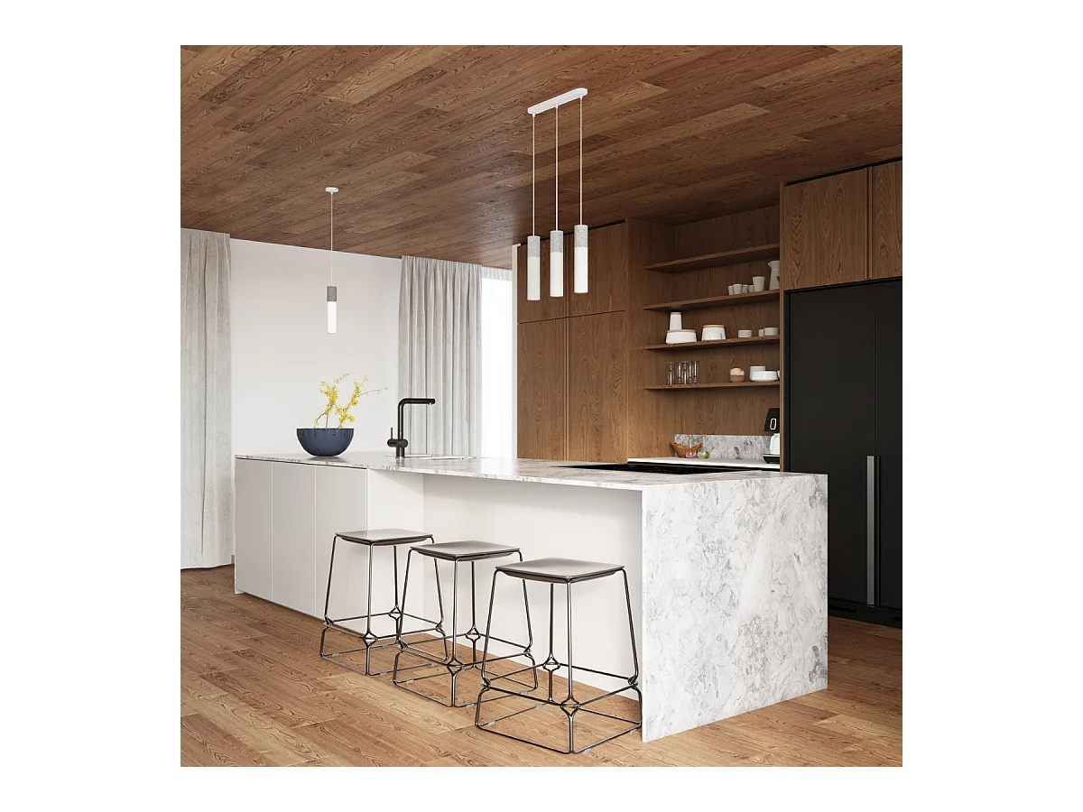 Hanglampen Lume modern van  - 2 lichtbronnen 3000K - L.30 x H.90 cm - wit/grijs