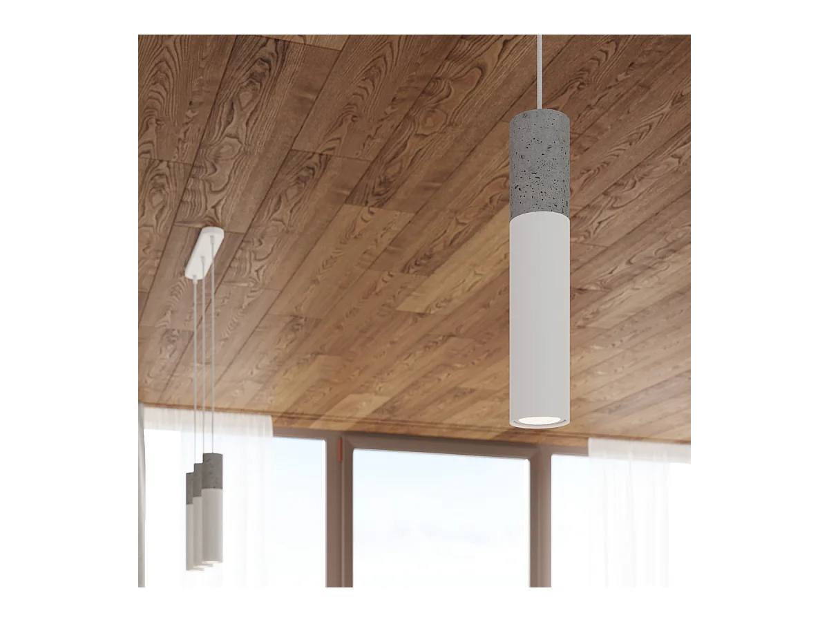 Hanglampen Lume modern van  - 2 lichtbronnen 3000K - L.30 x H.90 cm - wit/grijs
