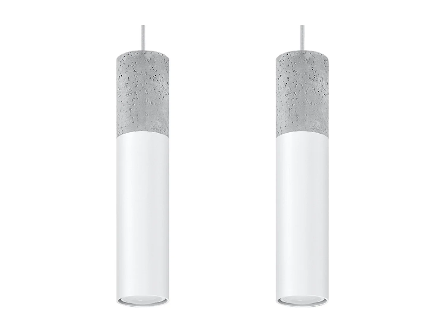 Lampes suspendues Lume moderne en acier/béton - 2 sources lumineuses 3000K - L.30 x H.90 cm - blanc/gris