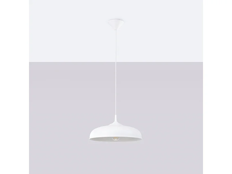 Lampes suspendues Zinta scandinave en acier - 1 sources lumineuses 4000K - L.38 x H.74 cm - blanc