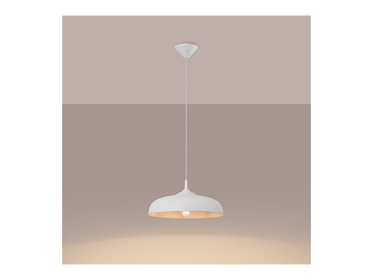 Lampes suspendues Zinta scandinave en acier - 1 sources lumineuses 4000K - L.38 x H.74 cm - blanc