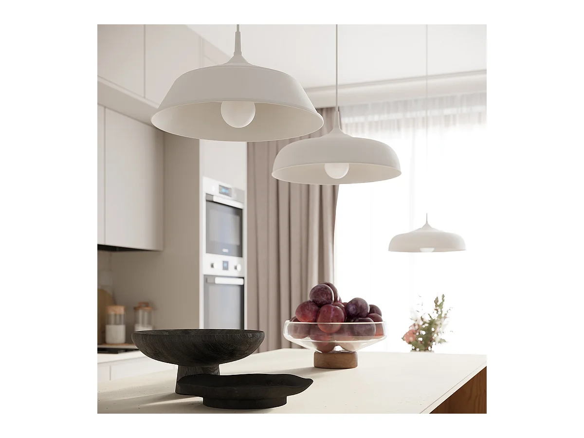 Lampes suspendues Zinta scandinave en acier - 1 sources lumineuses 4000K - L.38 x H.74 cm - blanc