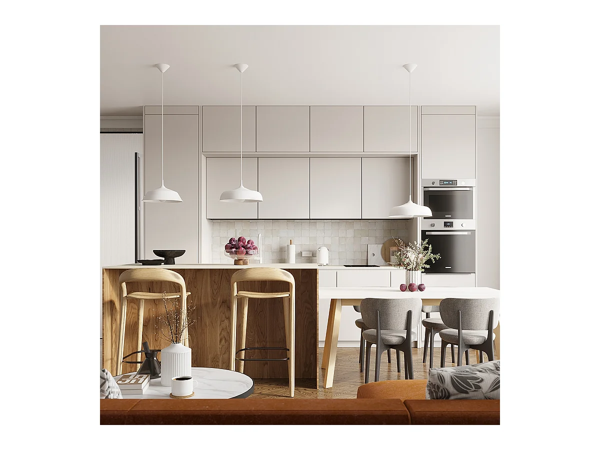 Lampes suspendues Zinta scandinave en acier - 1 sources lumineuses 4000K - L.38 x H.74 cm - blanc