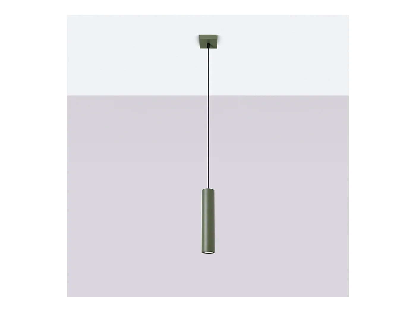 Lampa wisząca loft Toris, stal - 1 źródło światła 3000K - L.8 x H.118 cm - zielony oliwkowy