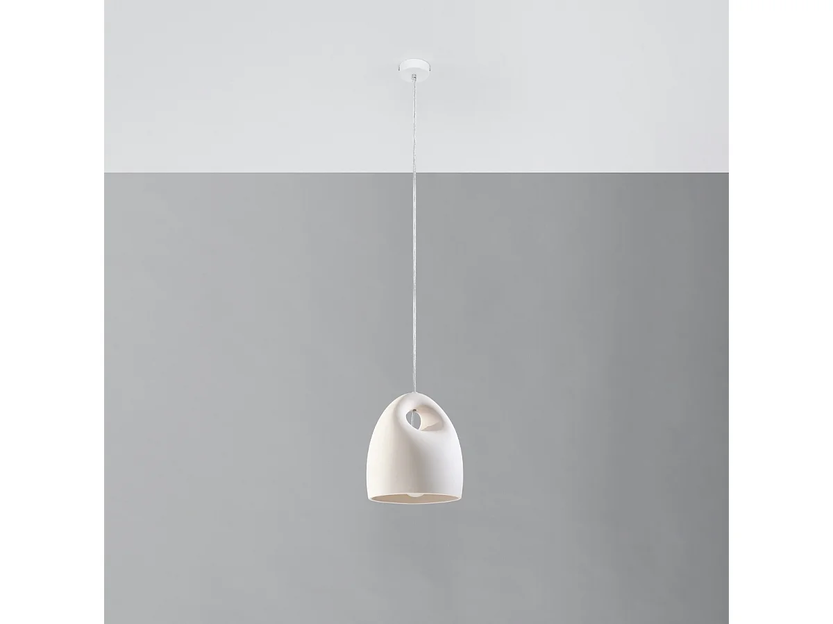 Lampes suspendues Zenna moderne en céramique - 1 sources lumineuses 3000K - L.25 x H.126 cm - blanc