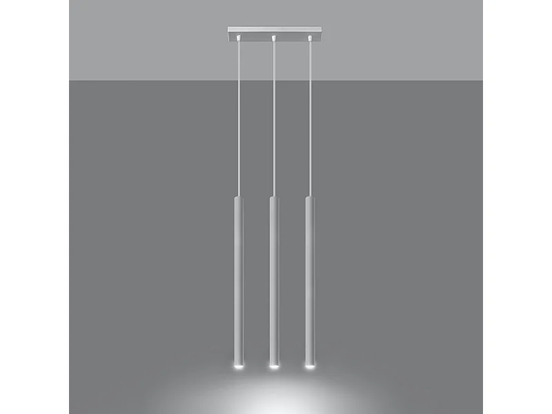 Lampes suspendues Brill moderne en acier - 3 sources lumineuses 3000K - L.30 x H.90 cm - blanc