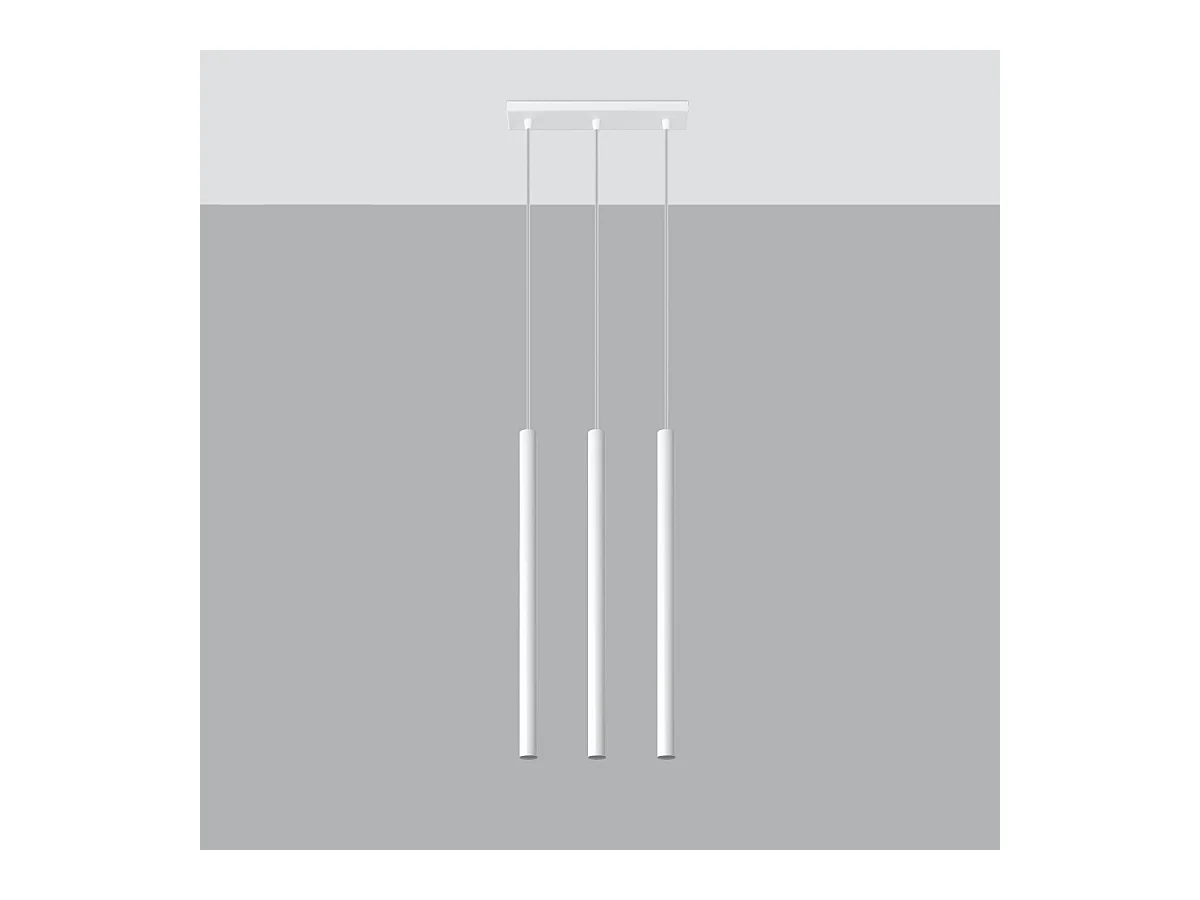 Lampy wiszące nowoczesny Brill, stal - 3 źródło światła 3000K - L.30 x H.90 cm - biały