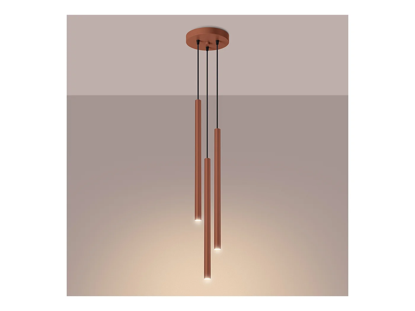 Lampada a sospensione Brill moderno di acciaio - 3 sorgenti luminose 4000K - L.19,5 x A.104 cm - ocra rossa