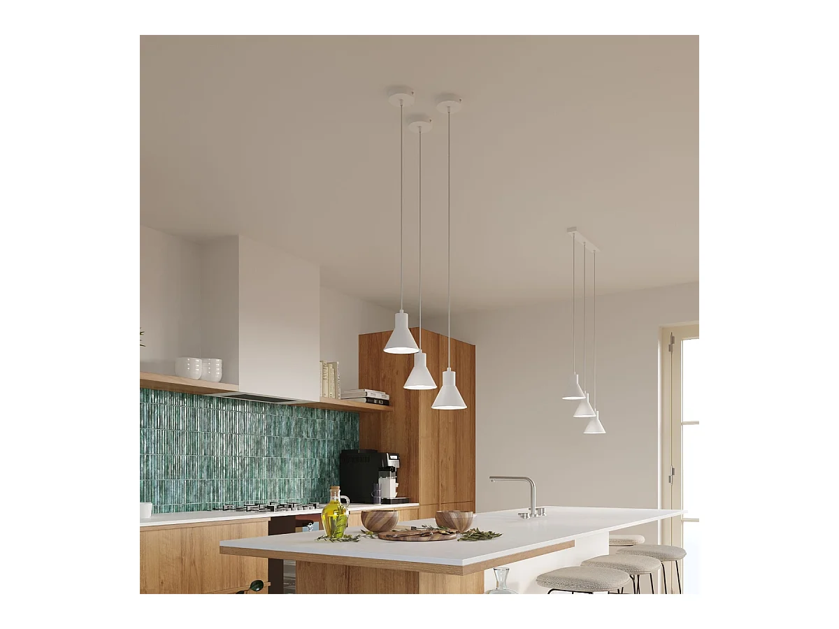 Lampy wiszące nowoczesny Faldura, stal - 1 źródło światła 3000K - L.14 x H.120 cm - biały