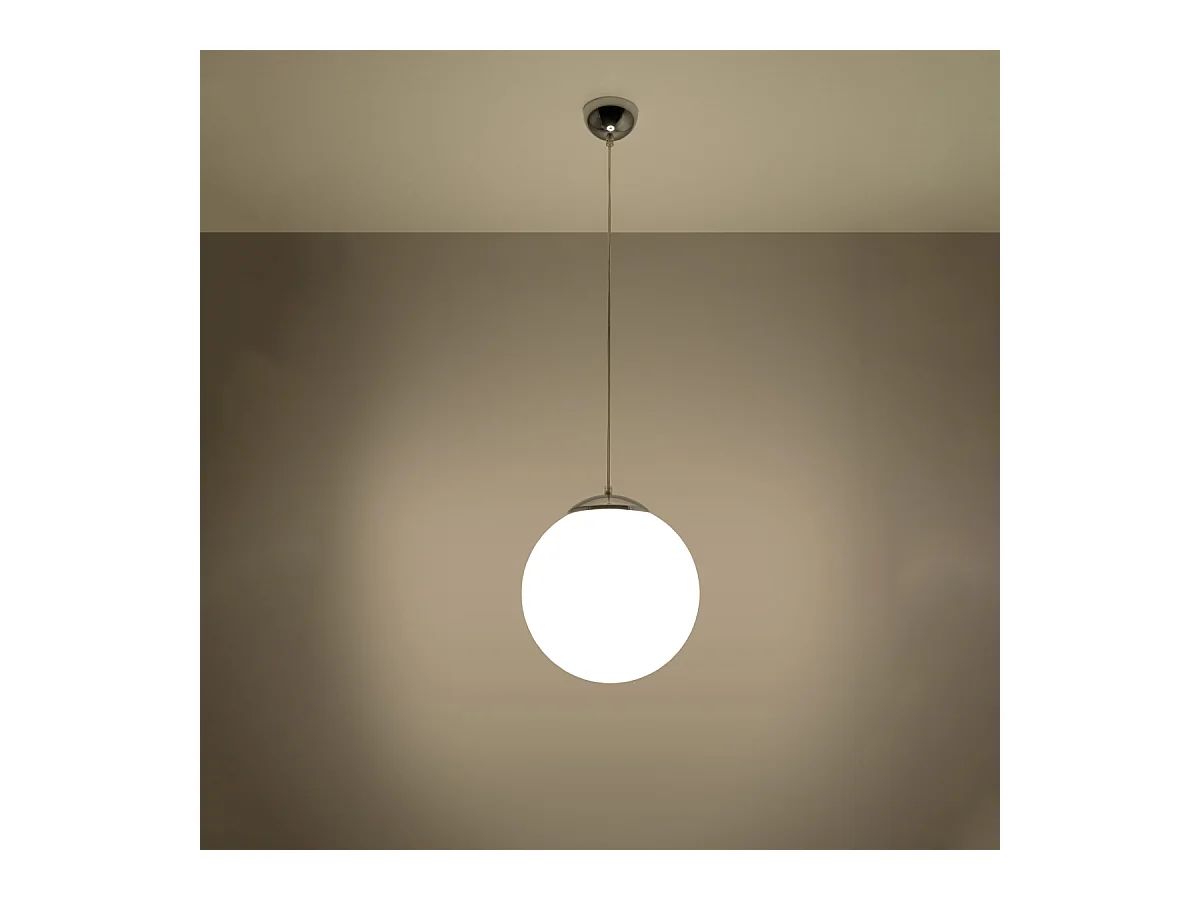 Lampy wiszące minimalistyczny Stera, stal/szkło - 1 źródło światła 3000K - L.30 x H.120 cm - biały/chrom