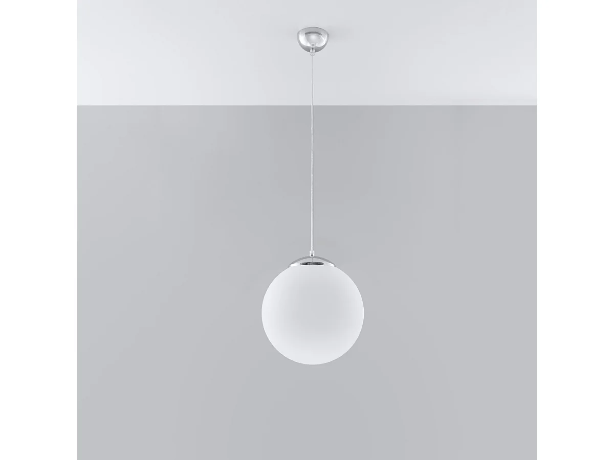 Lampes suspendues Stera minimaliste en acier/verre - 1 sources lumineuses 3000K - L.30 x H.120 cm - blanc/chromé
