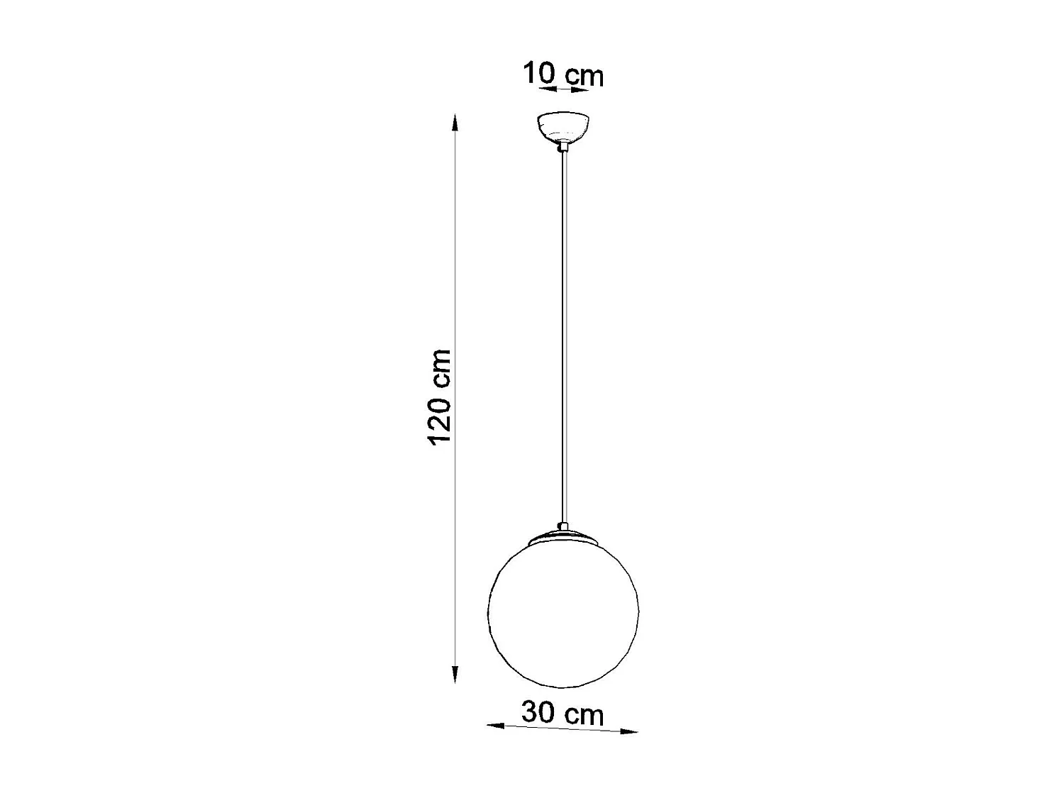 Lampes suspendues Stera minimaliste en acier/verre - 1 sources lumineuses 3000K - L.30 x H.120 cm - blanc/chromé