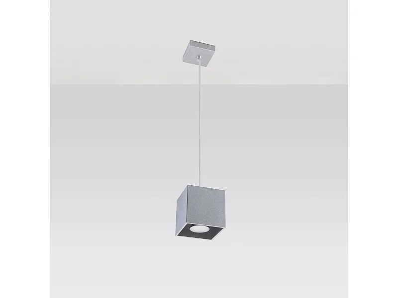 Lampes suspendues Quadx moderne en aluminium - 1 sources lumineuses 4000K - L.10 x H.110 cm - gris