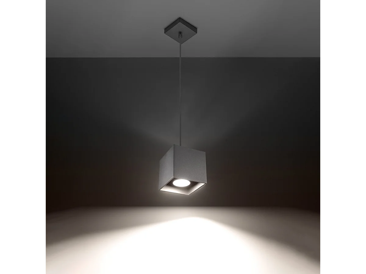 Lampes suspendues Quadx moderne en aluminium - 1 sources lumineuses 4000K - L.10 x H.110 cm - gris