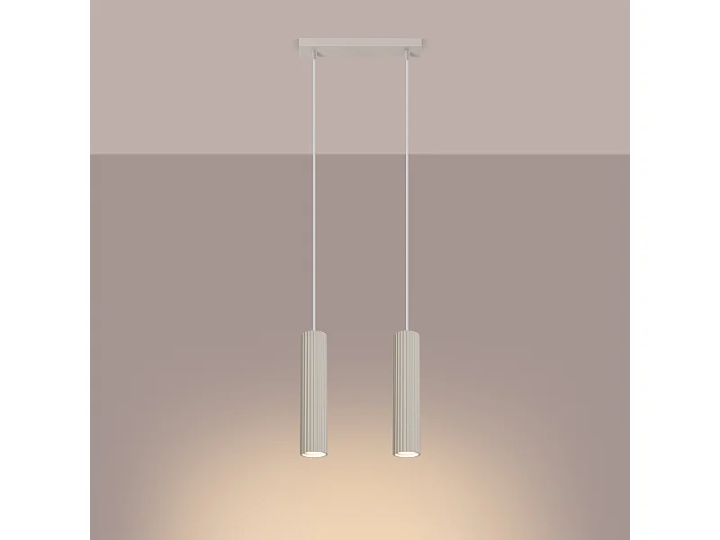 Hanglamp Gloow minimalistisch van  - 2 lichtbronnen 3000K - L.30 x H.90 cm - beige