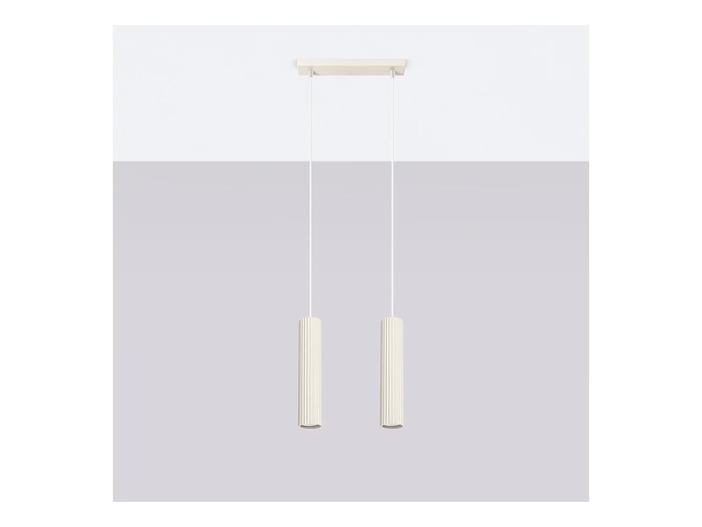 Hanglamp Gloow minimalistisch van  - 2 lichtbronnen 3000K - L.30 x H.90 cm - beige