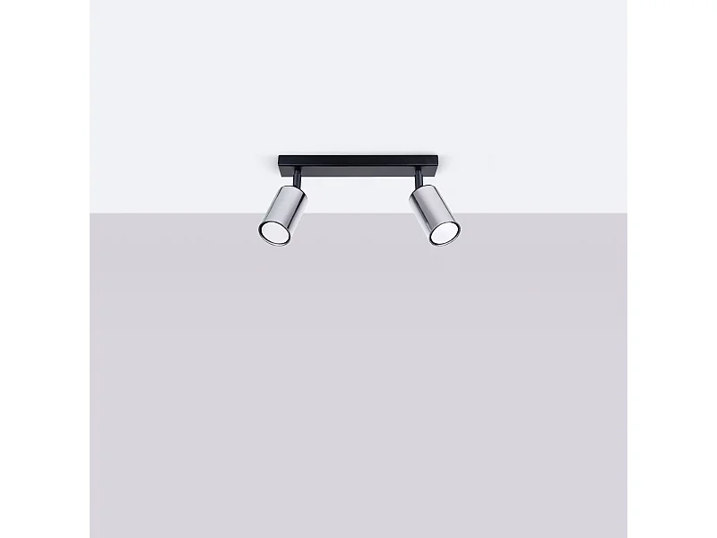 Luminárias de teto Glois moderno, aço - 2 fontes de luz 4000K - L.30 x H.18.5 cm - preto/cromado