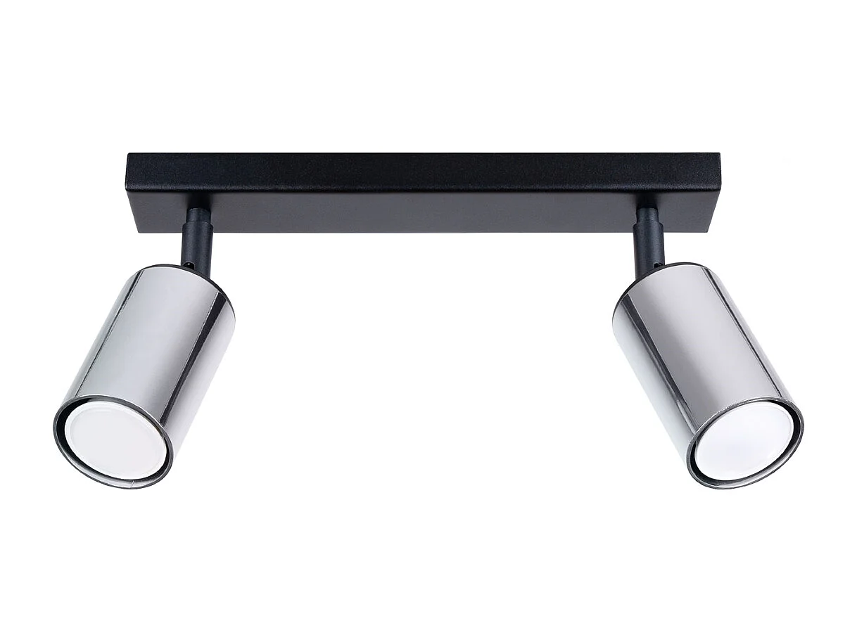Luminárias de teto Glois moderno, aço - 2 fontes de luz 4000K - L.30 x H.18.5 cm - preto/cromado