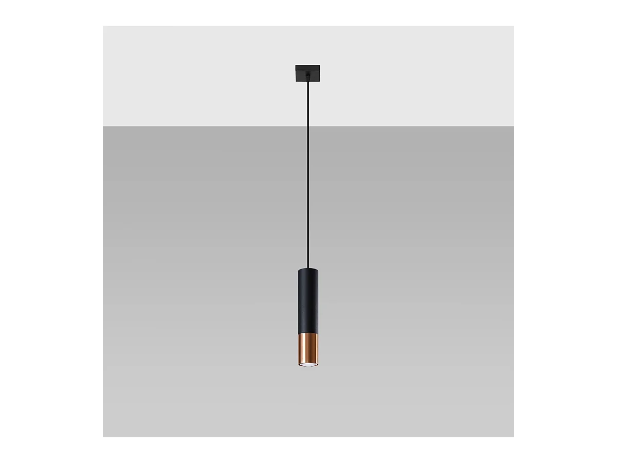 Hanglampen Zarpex modern van  - 1 lichtbronnen 3000K - L.8 x H.100 cm - zwart/koper