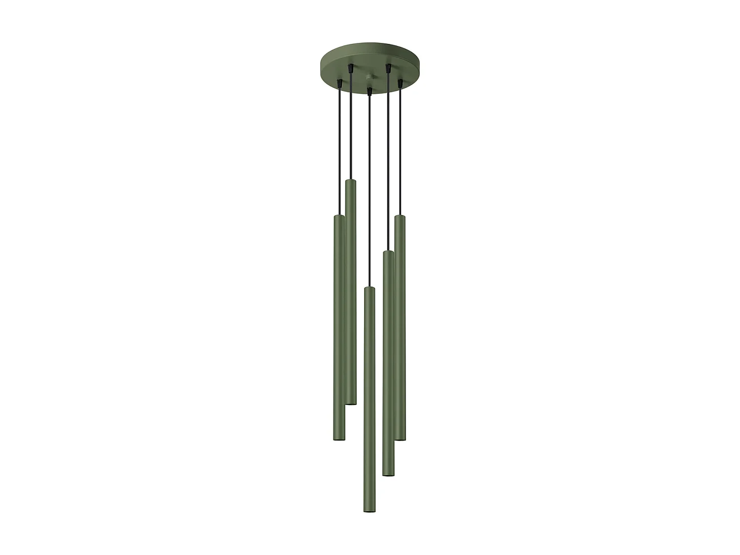 Lampe à suspension Brill moderne en acier - 5 sources lumineuses 3000K - L.25 x H.104 cm - vert olive