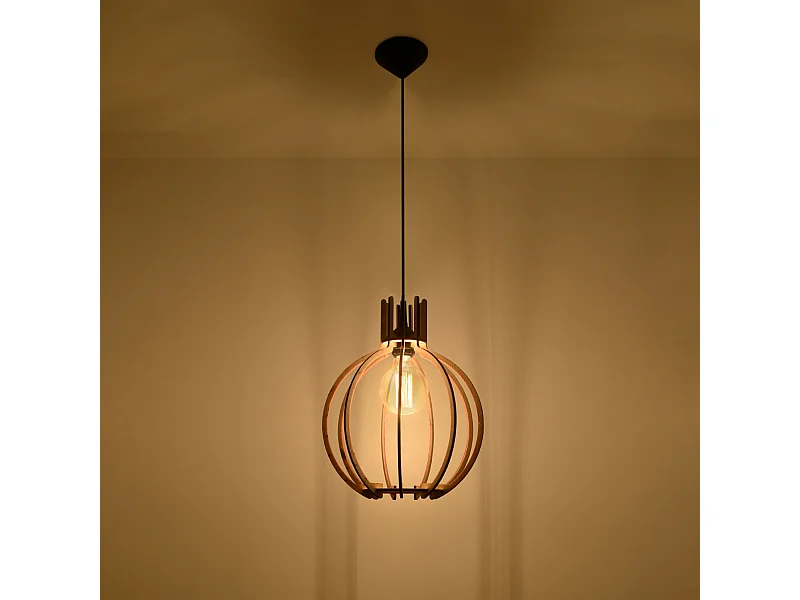 Lampes suspendues Citranova scandinave en bois - 1 sources lumineuses 3000K - L.28 x H.100 cm - bois naturel