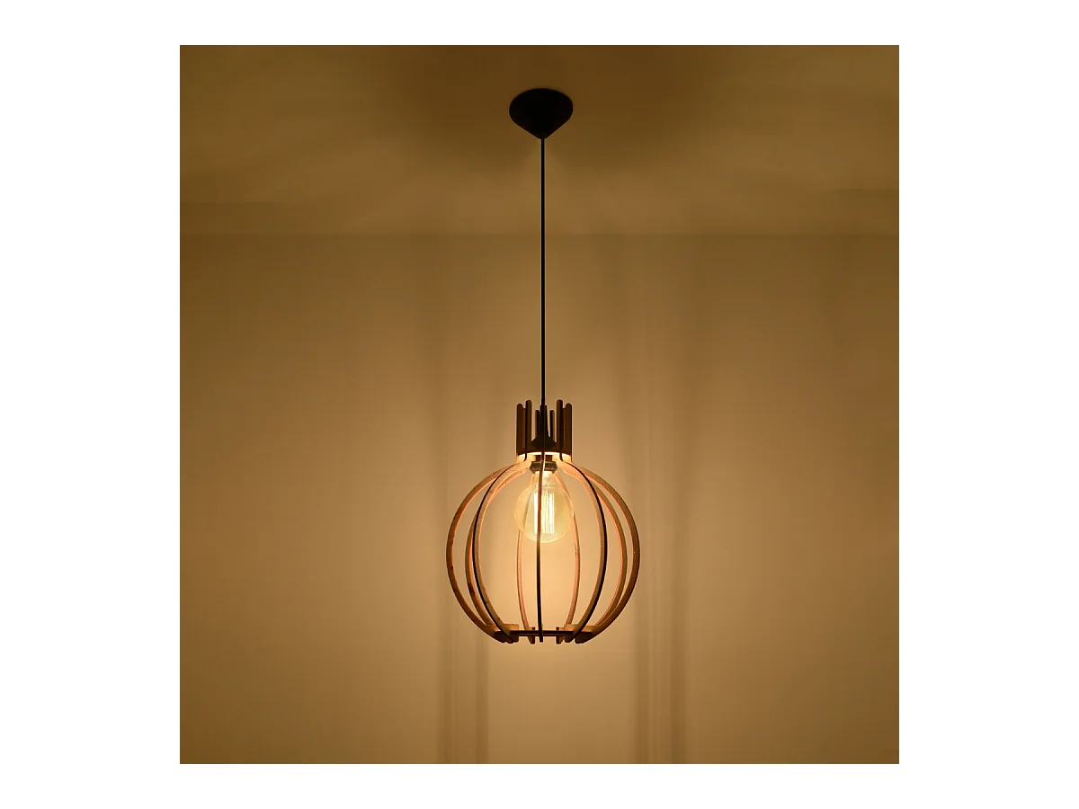 Lampy wiszące skandynawski Citranova, drewno - 1 źródło światła 3000K - L.28 x H.100 cm - naturalne drewno