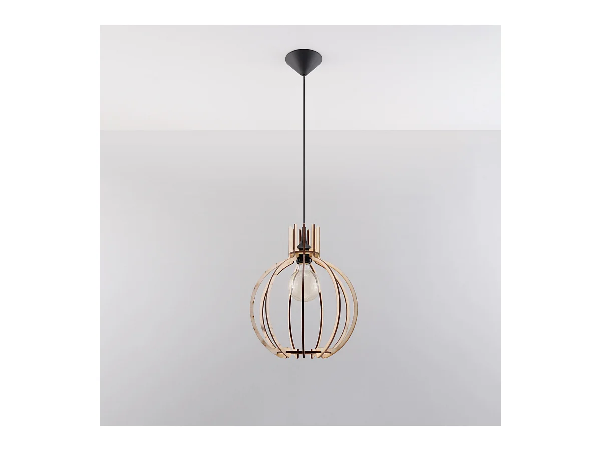 Lampy wiszące skandynawski Citranova, drewno - 1 źródło światła 3000K - L.28 x H.100 cm - naturalne drewno