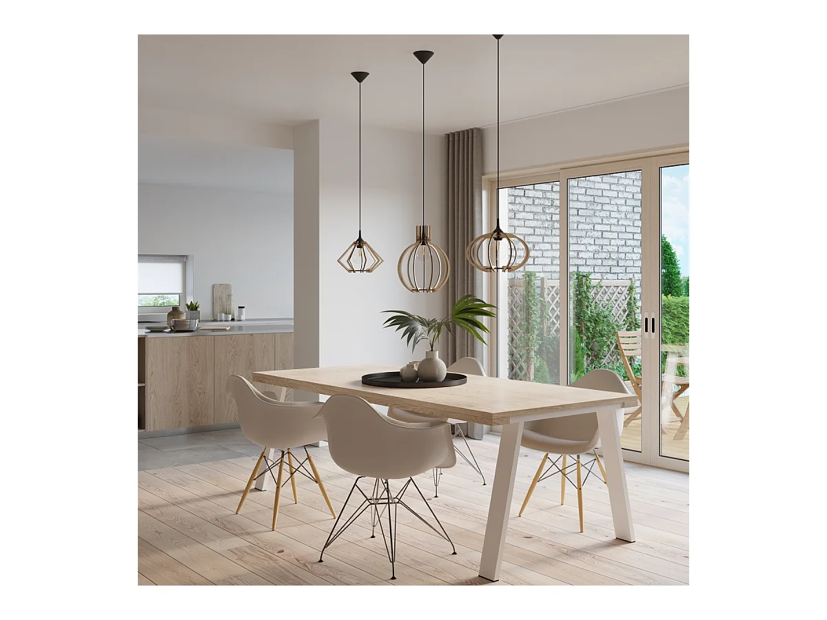 Lampy wiszące skandynawski Citranova, drewno - 1 źródło światła 3000K - L.28 x H.100 cm - naturalne drewno