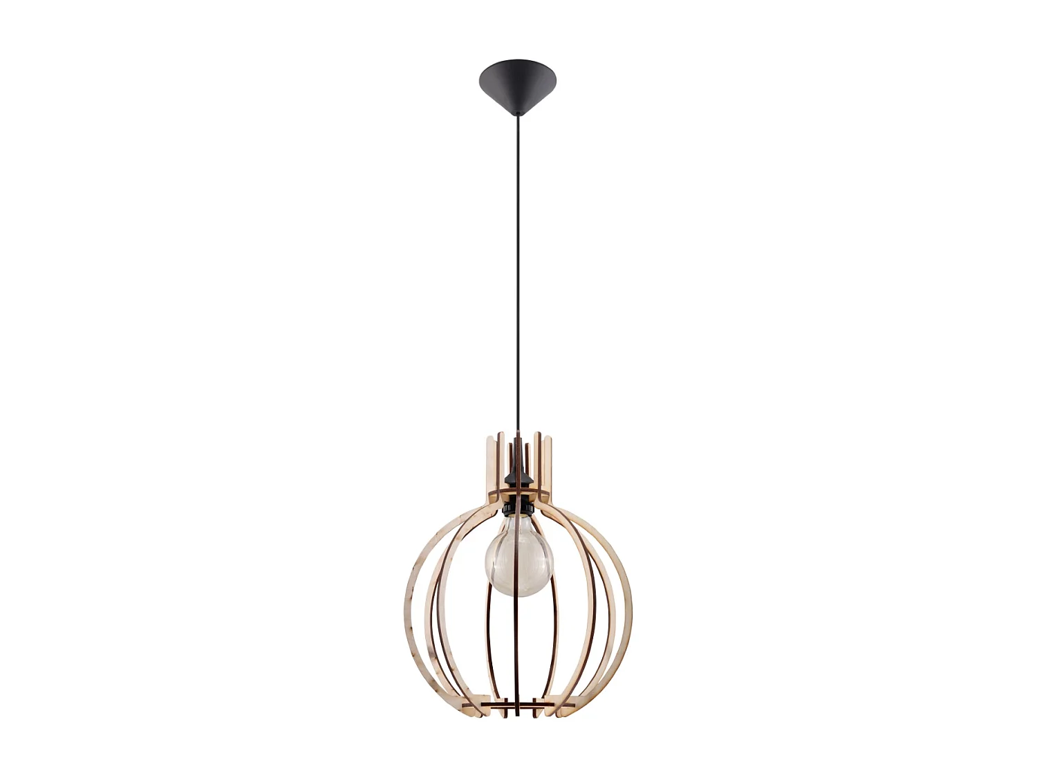 Lampes suspendues Citranova scandinave en bois - 1 sources lumineuses 3000K - L.28 x H.100 cm - bois naturel