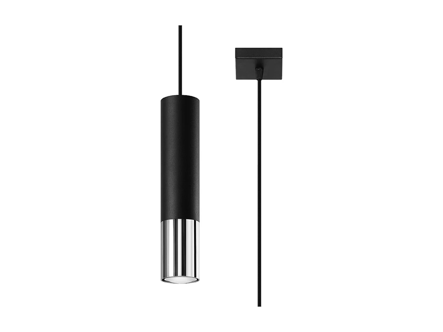 Lampes suspendues Zarpex moderne en acier - 1 sources lumineuses 3000K - L.8 x H.100 cm - noir/chromé