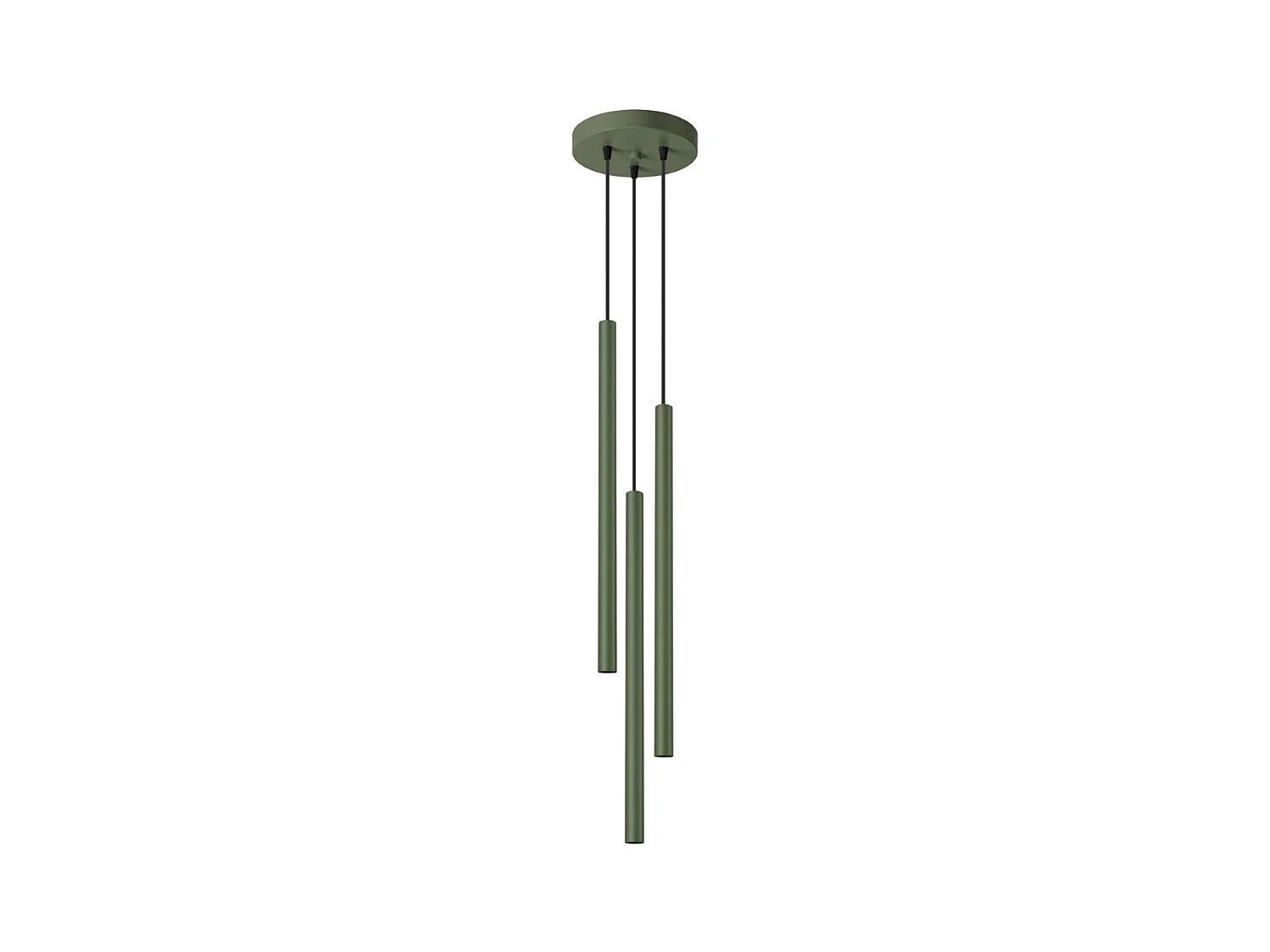 Lampada a sospensione Brill moderno di acciaio - 3 sorgenti luminose 4000K - L.19,5 x A.104 cm - verde oliva