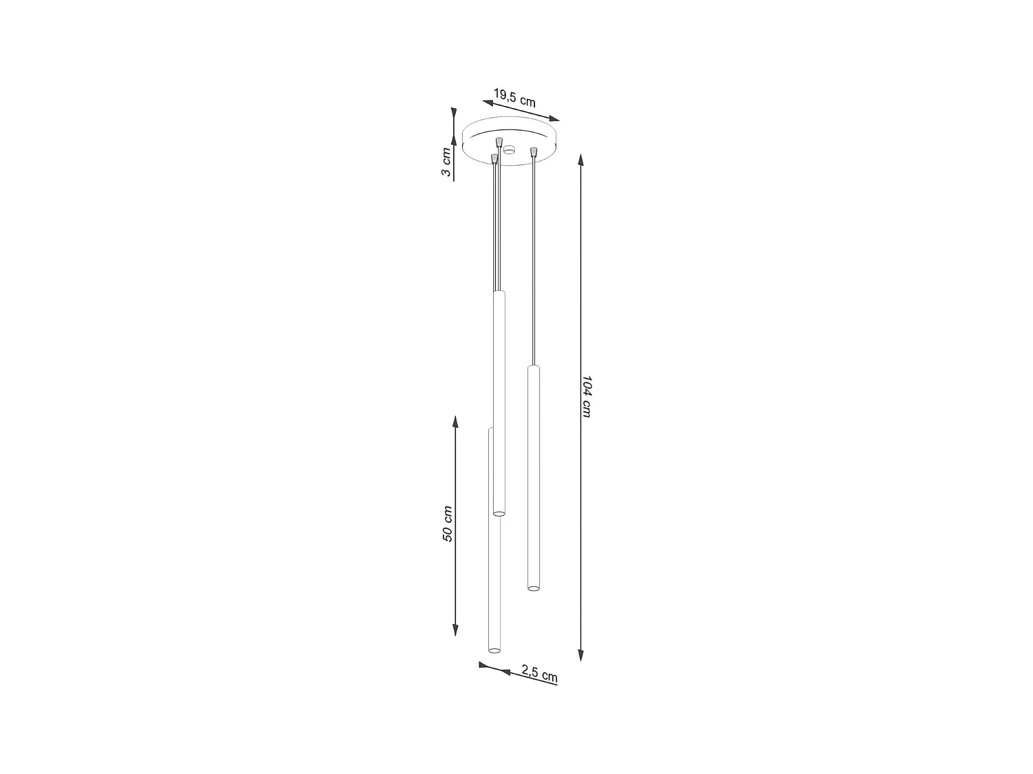 Lampada a sospensione Brill moderno di acciaio - 3 sorgenti luminose 4000K - L.19,5 x A.104 cm - verde oliva