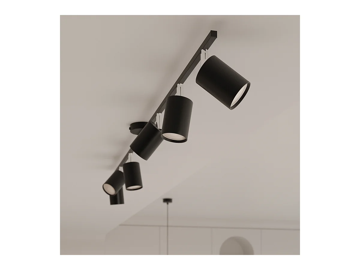 Lustres Torim moderno, aço - 6 fontes de luz 3000K - L.77 x H.125 cm - preto