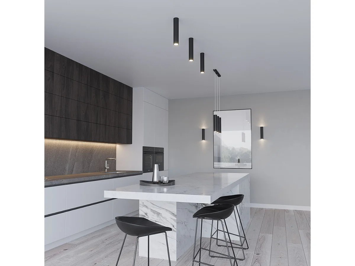 Lampes suspendues Toris moderne en acier - 1 sources lumineuses 3000K - L.8 x H.100 cm - noir