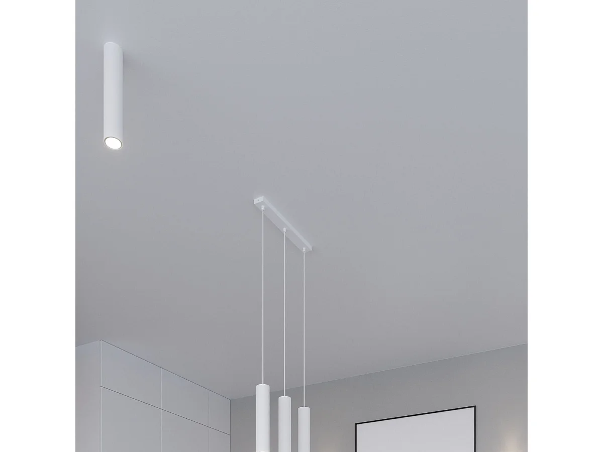 Lampes suspendues Toris moderne en acier - 3 sources lumineuses 4000K - L.45 x H.90 cm - blanc